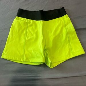 Neon Yellow Women's Shorts with Black Waistband